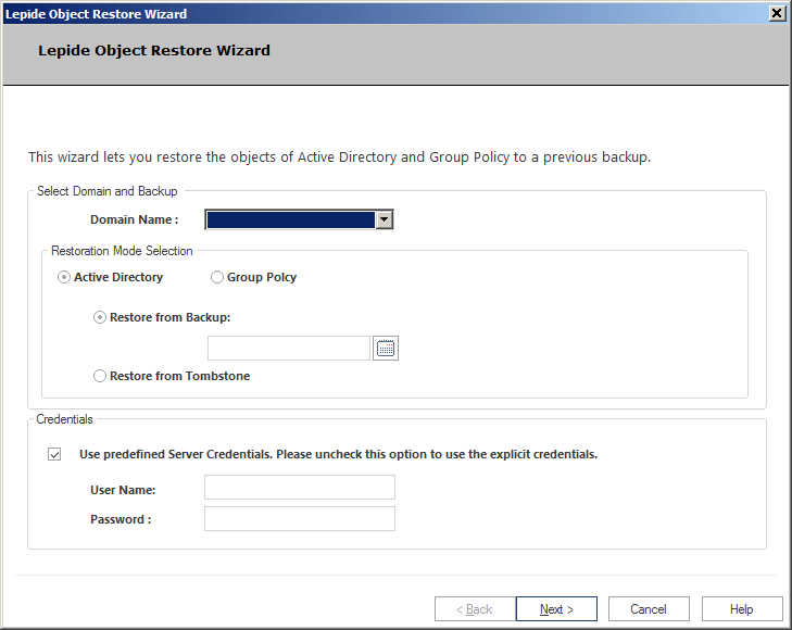 Figure 9: Restore Wizard