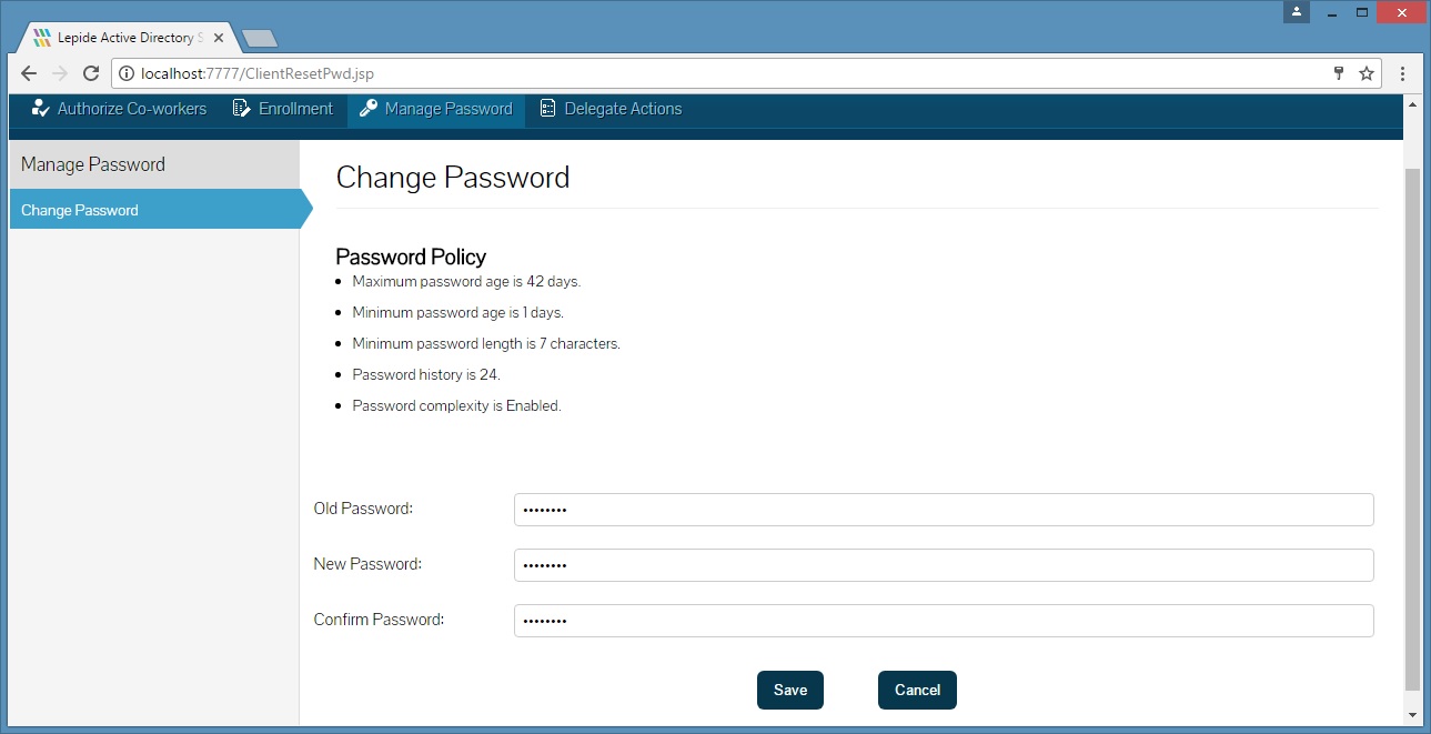Managing passwords with Lepide Active Directory Self Service