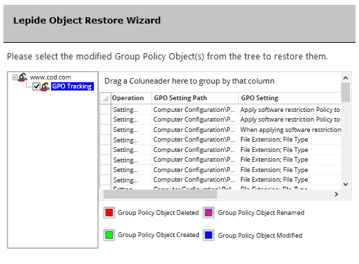 Group Policy Object Restoration - screenshot