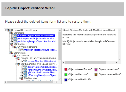 Active Directory Object Restoration - screenshot