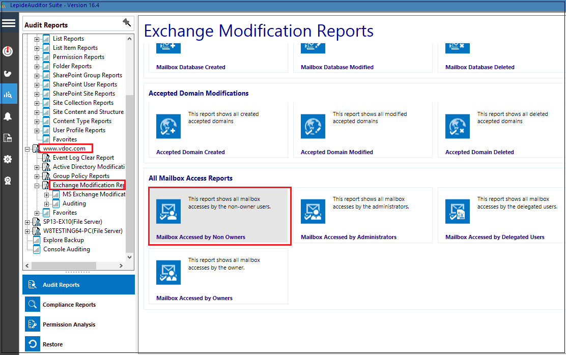 non owner mailbox access report
