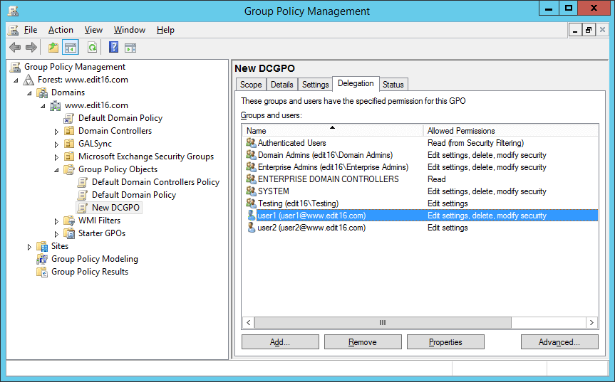 Figure 5 Users with write access to GPO