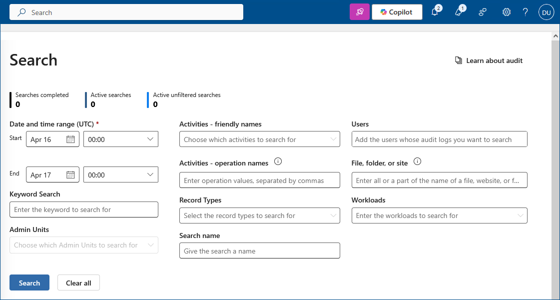 Search M365 audit logs