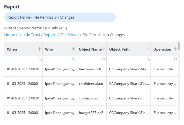 The Lepide Permission Changes Reports