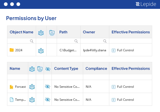 Permissions by User Report