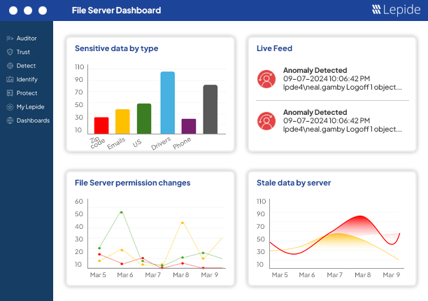 Lepide File Server Auditor Dashboard