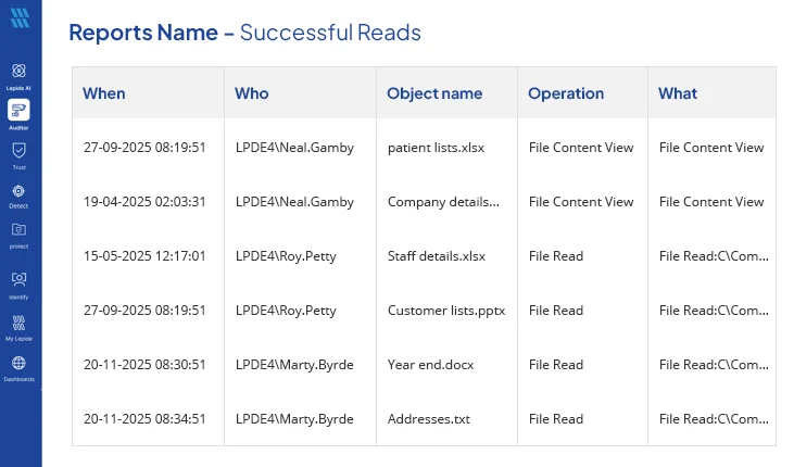 successful read report - Lepide