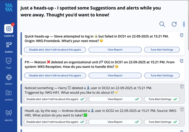 Lepide alerts