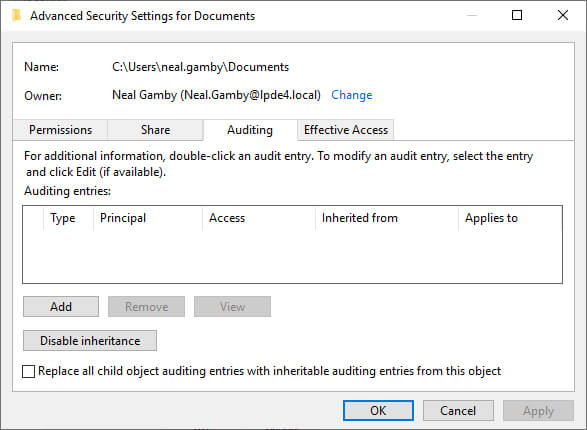 auditing tab