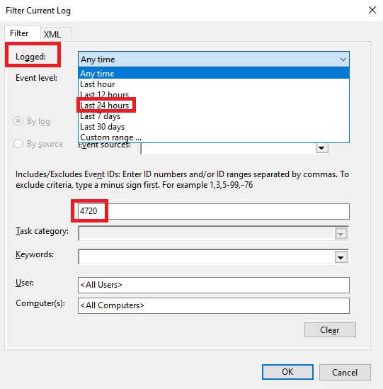 Filter Current Log