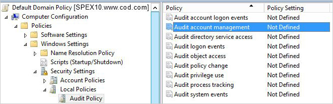 Audit Policy Settings