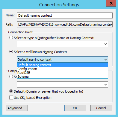 Connection settings window