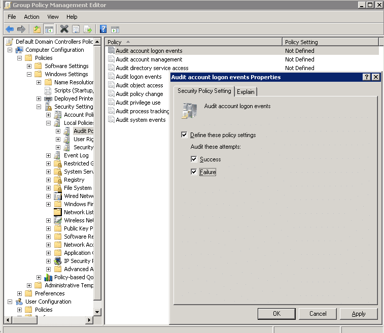 configuring audit policies