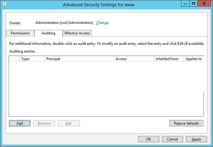 Advanced Security Settings