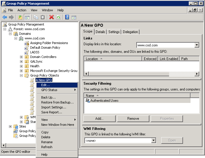 Group Policy Management Console