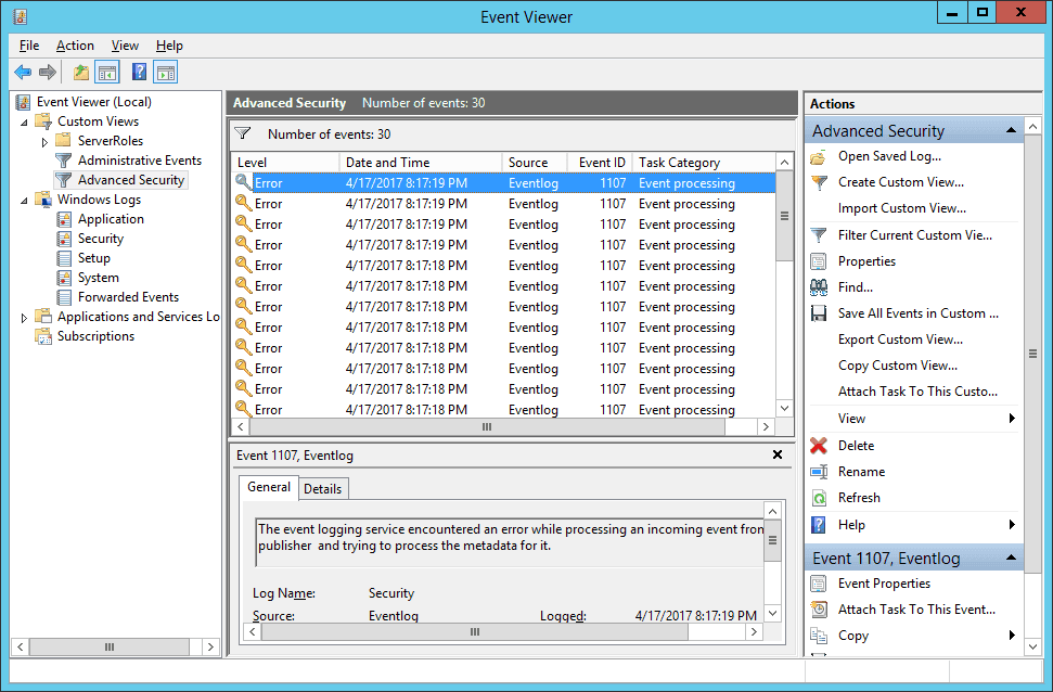 event viewer