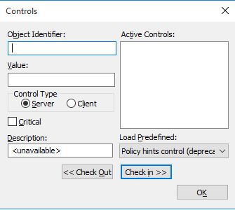 controls dialog box