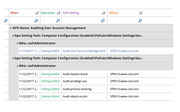 lepide Group Policy Auditing - screenshot