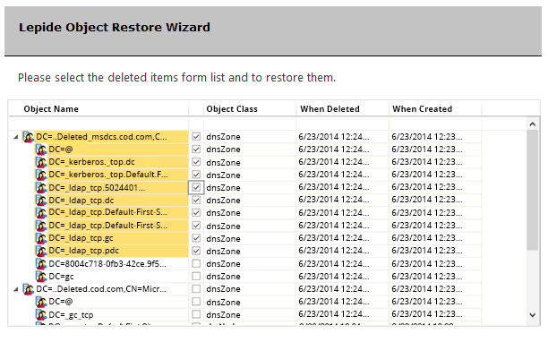 Lepide Restore AD Objects