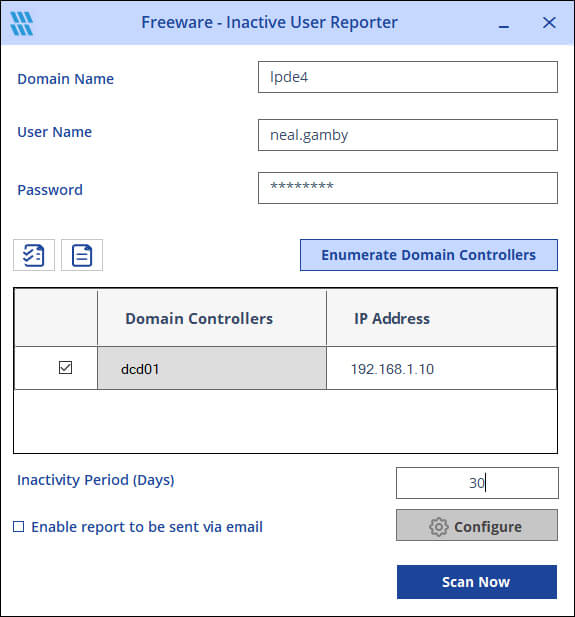 set scan to detect inactive users