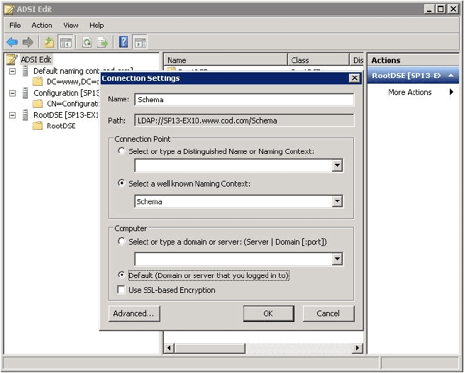 Connection Settings for Schema