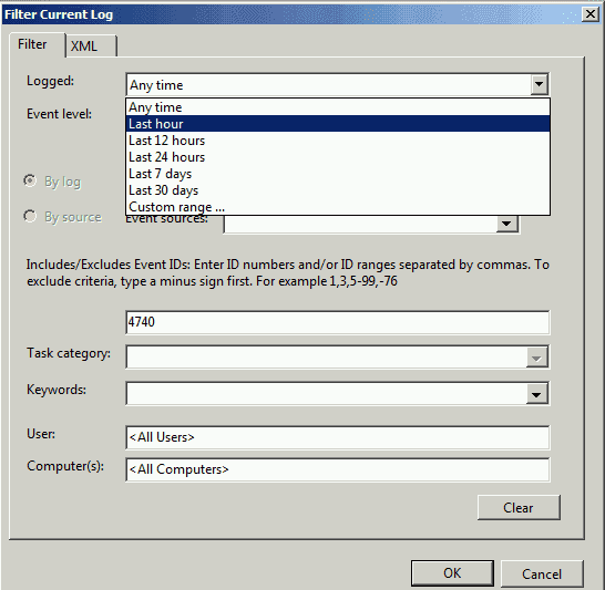 Filter current log