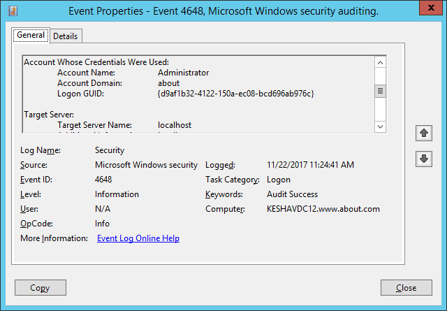 Logon event in Event Viewer