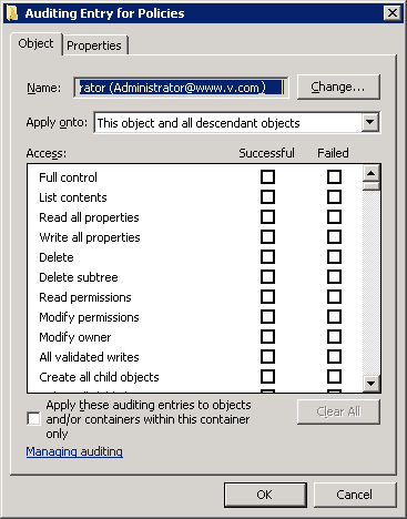 Select the audit entries