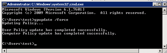 executing the command - gpupdate /force