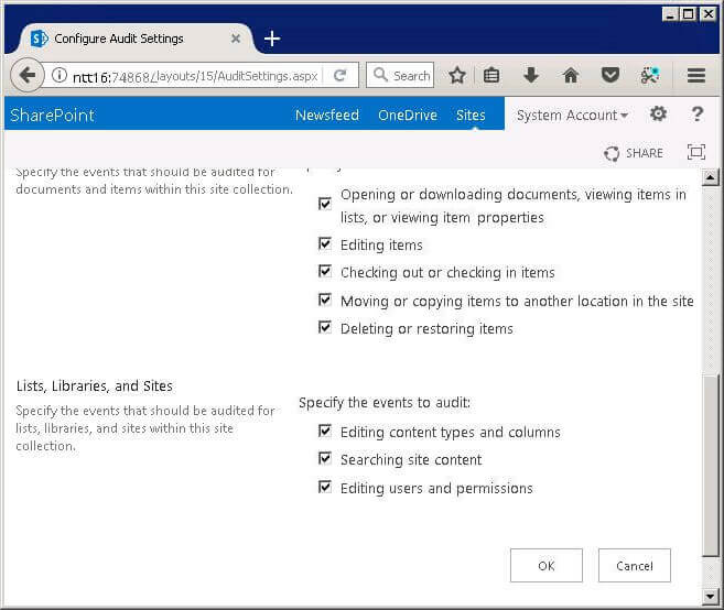 Enabling permission change auditing