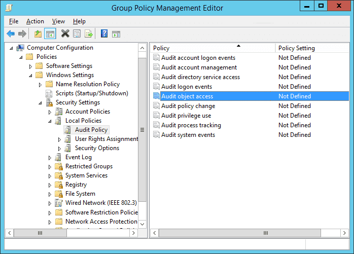 Audit Object Access policy