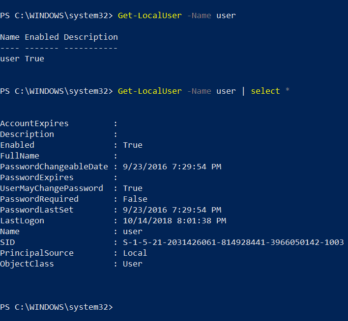 powershell get local user rights assignment