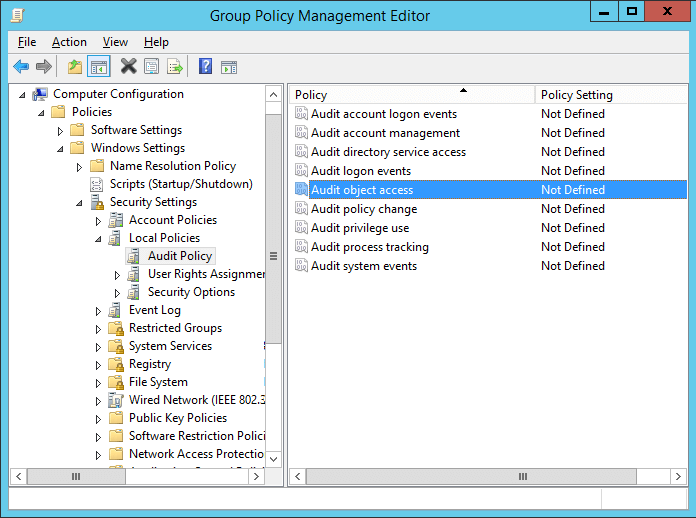 properties of Audit Object Access policy