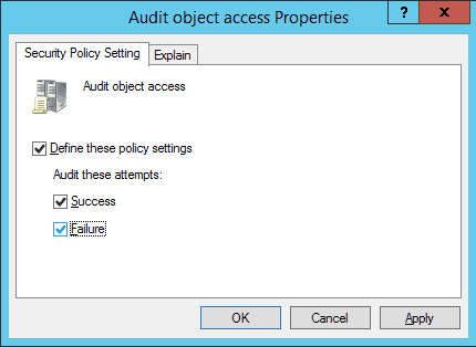 Properties of Audit Object Access Policy