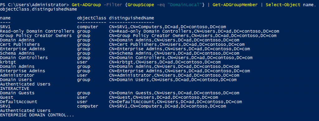 list all members of groups with domain local scope