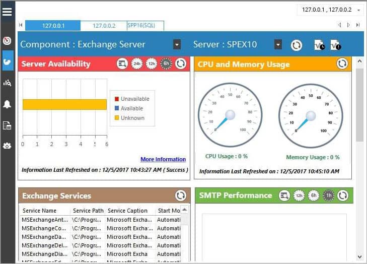 Health monitoring of Exchange Server - screenshot