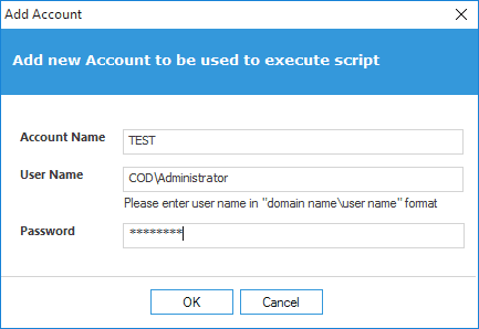 Add Account window
