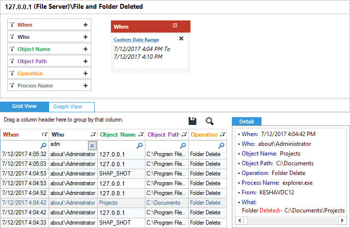 File and Folder deletion report - screenshot