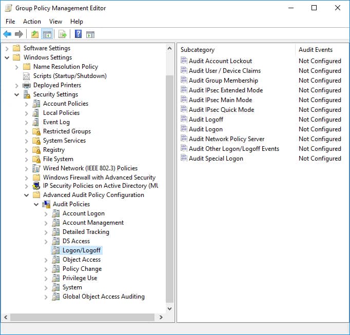 Enable Logon Logoff Auditing