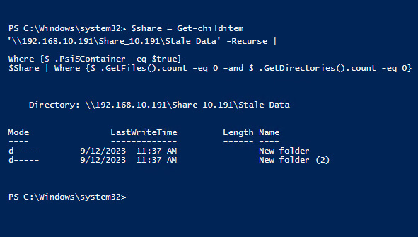 Empty folder using PS