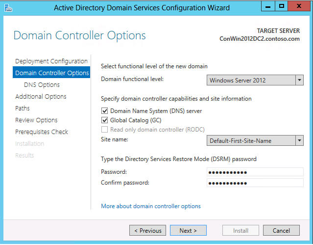 Domain controller options
