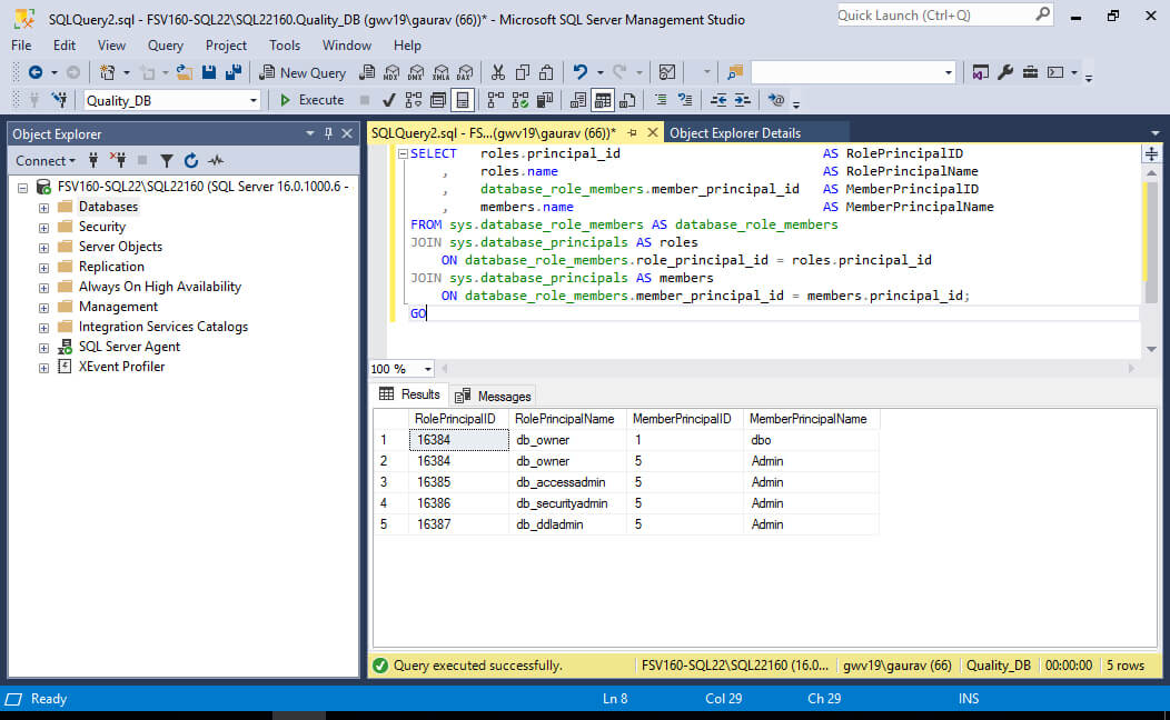 Listing Database Roles in SQL Server for a User
