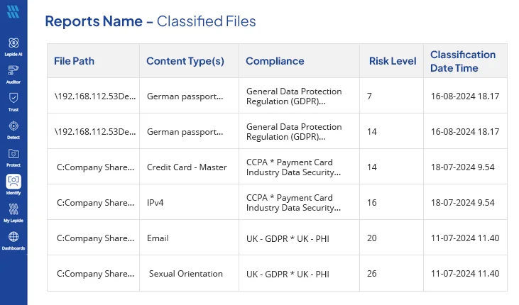 Lepide Data Classification Report