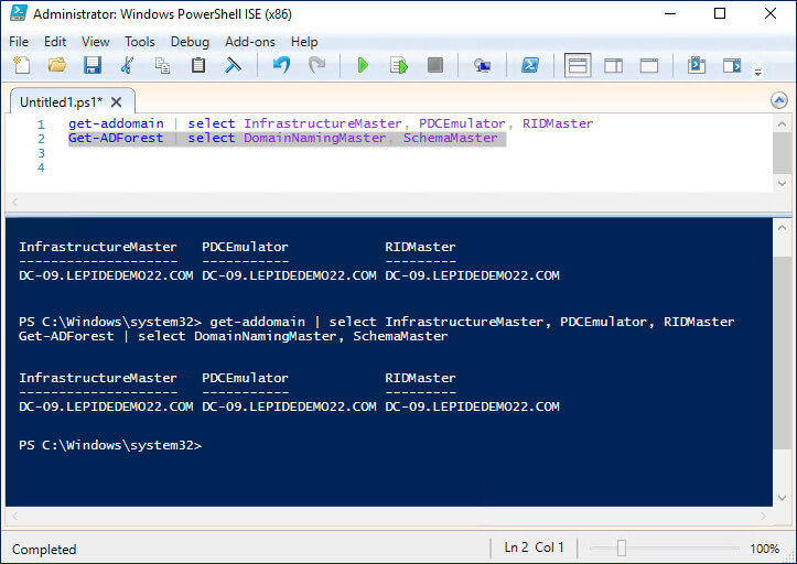 List Current FSMO Role Holders using PowerShell