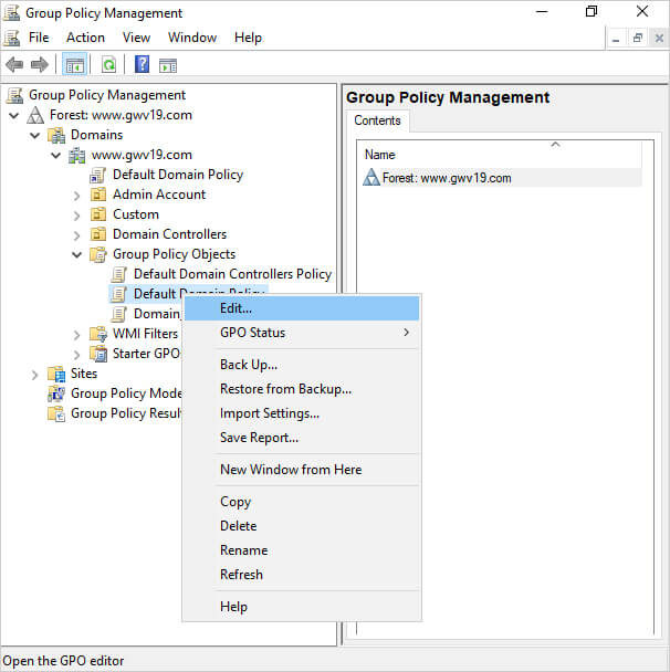 Edit Default Domain Policy