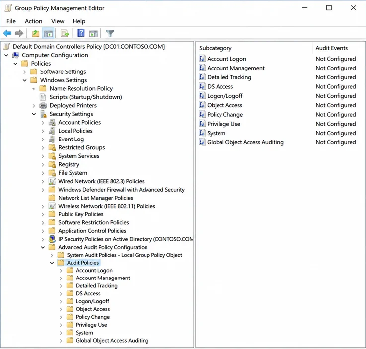 navigate to audit policies