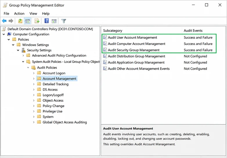 enable account management events