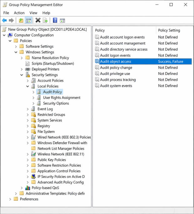 Enable Audit Object Access using Basic Audit Policy