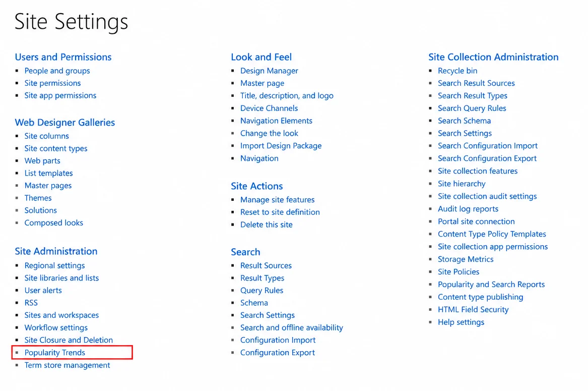 Popularity Trends in SharePoint