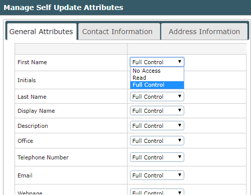 Self Service User Profile Management - screenshot